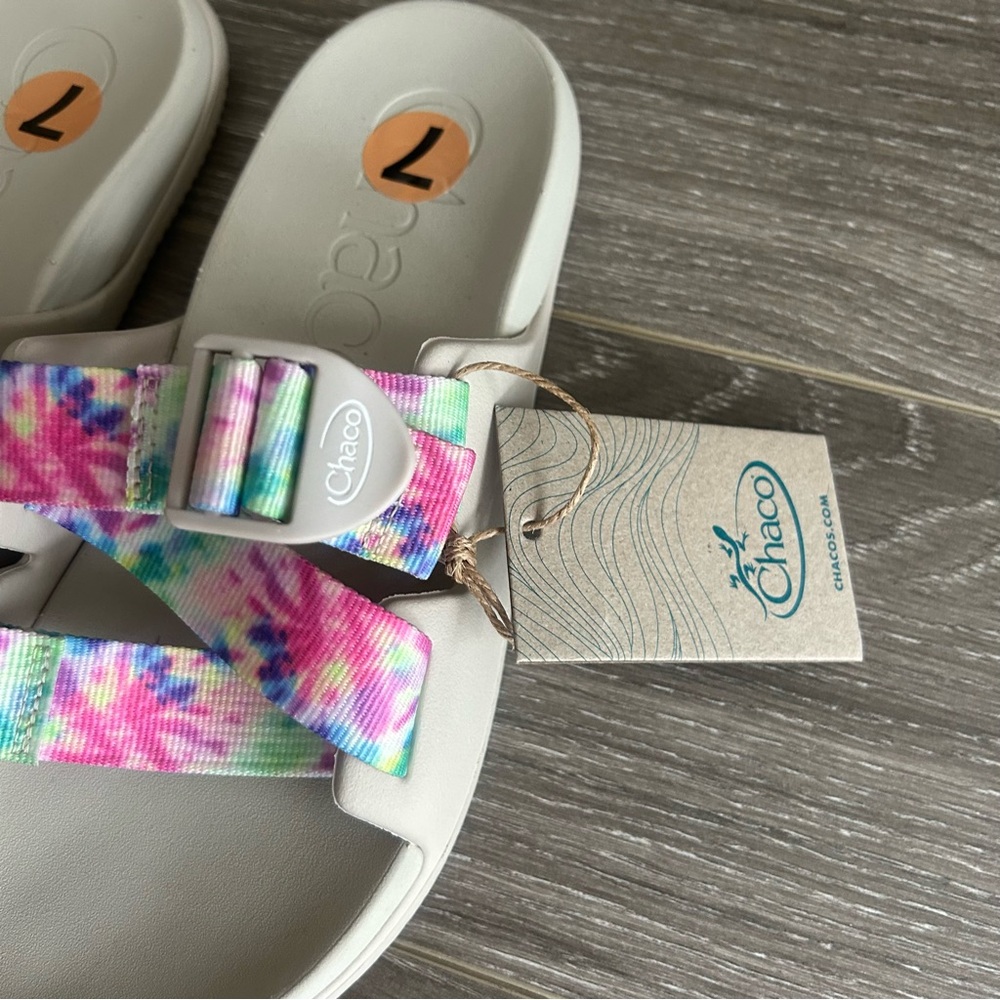 Chaco Chillos Slide Sandals Light Tie Dye Womens Size 7 NEW - Picture 3 of 5